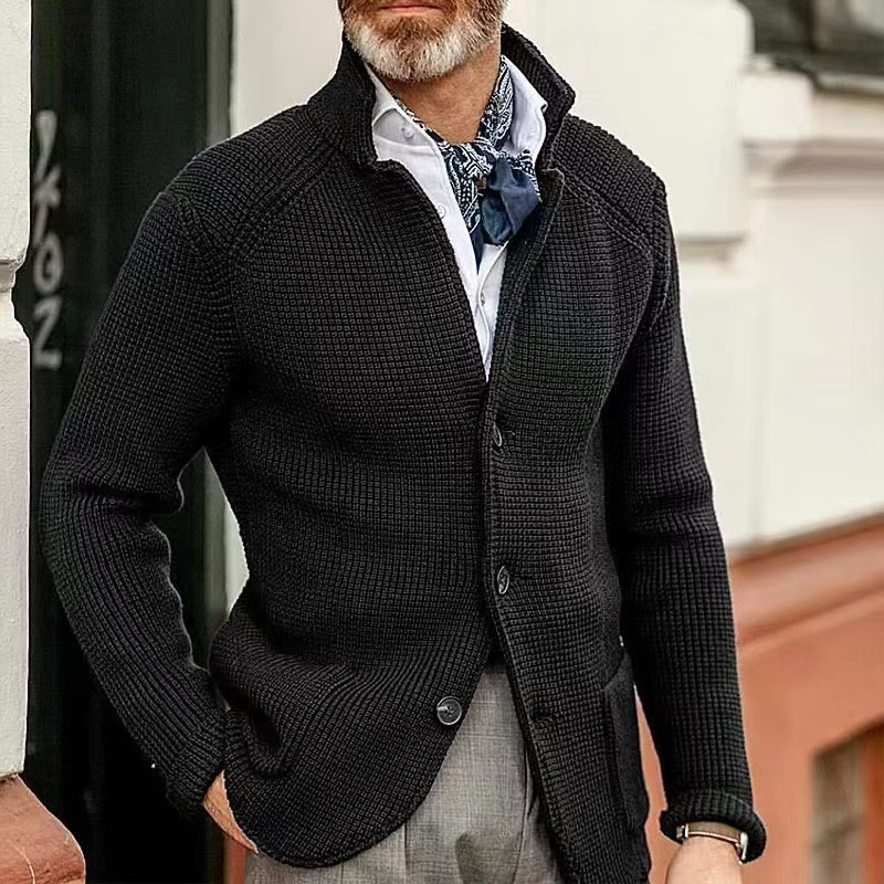 Men's long sleeve thickened cardigan warm casual jacket