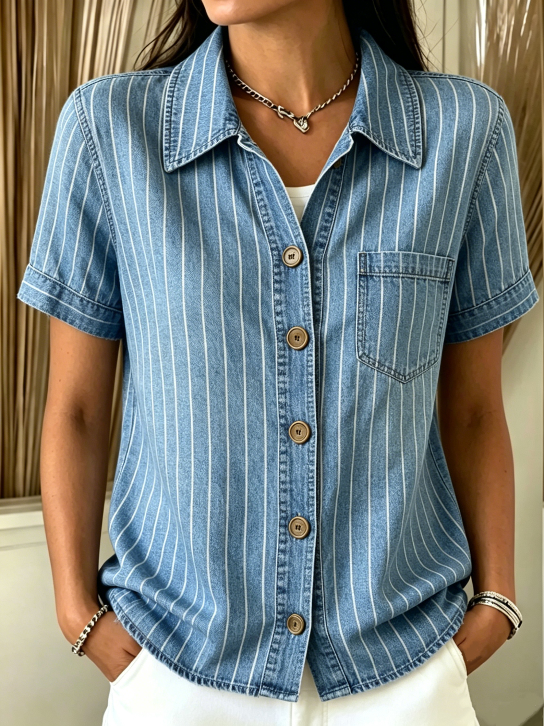 CLEARANCE SALE🔥 Women's Classic striped denim shirt