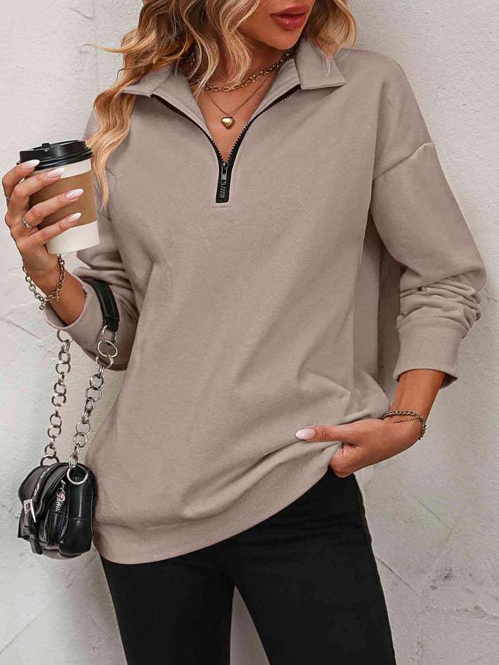2025 WOLFF DISCOUNTSALE⏰Womens Zip-Up Dropped Shoulder Sweatshirt(Buy 2 Free Shipping)