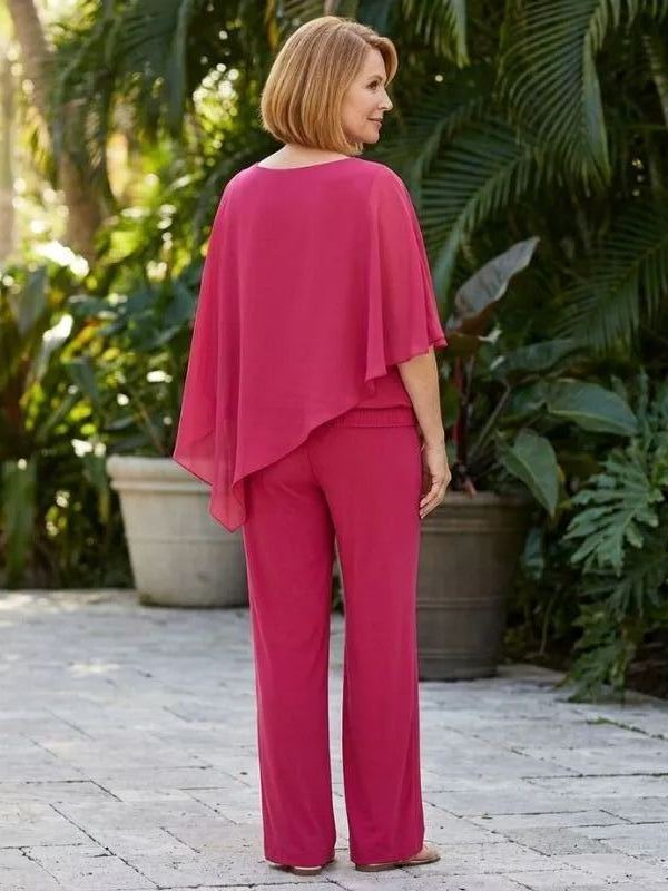NEW🔥 Asymmetric Layered Top & Wide Leg Pants Set