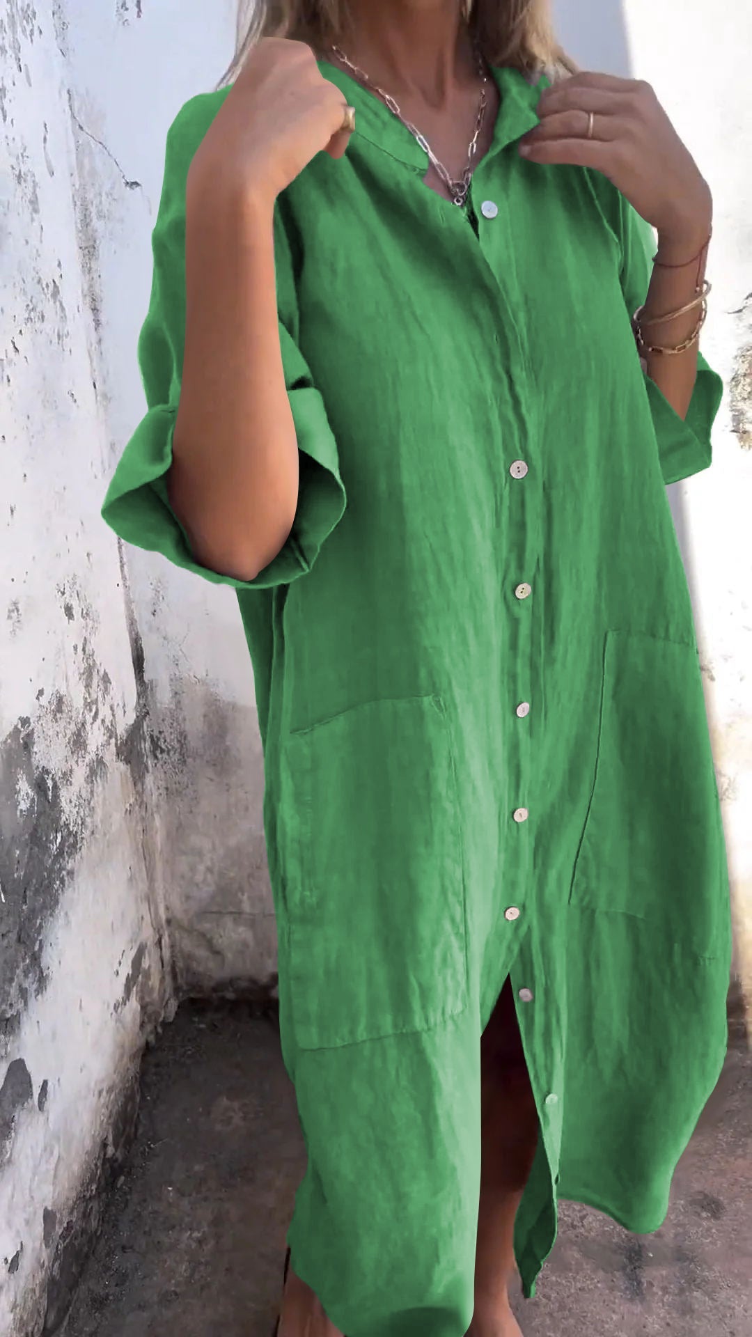 Hot Sale🔥 Women's Fashion Shirt Style Casual Long Dress