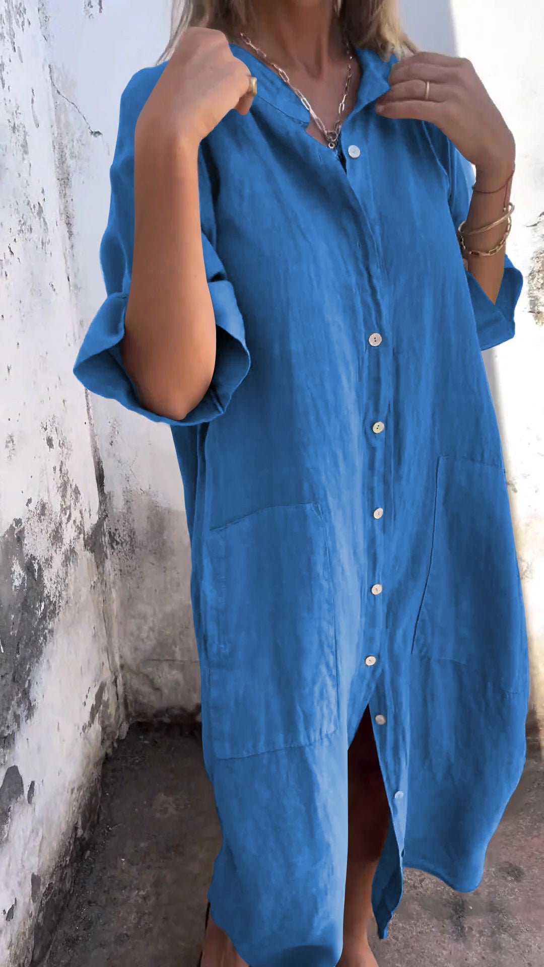 Hot Sale🔥 Women's Fashion Shirt Style Casual Long Dress
