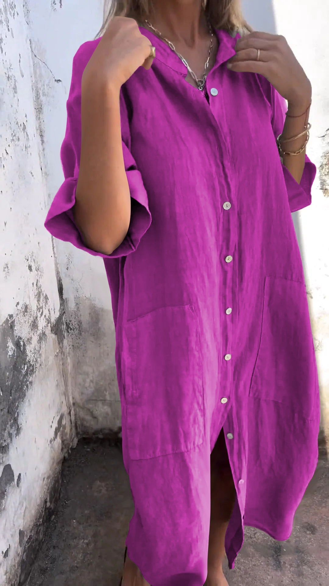 Hot Sale🔥 Women's Fashion Shirt Style Casual Long Dress