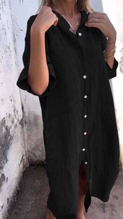 Hot Sale🔥 Women's Fashion Shirt Style Casual Long Dress