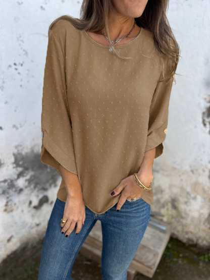 CLEARANCE SALE🔥 Round Neck Embroidered Large Cuffs Casual Shirt