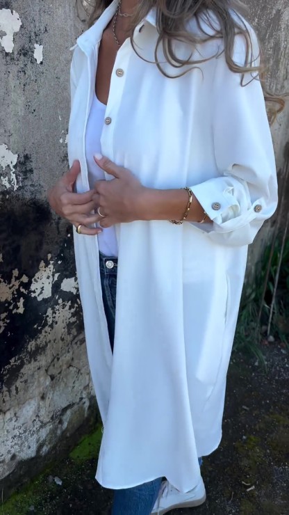 🔥LAST DAY 50% OFF🔥Women's Casual Lapel Solid Color Shirt Coat