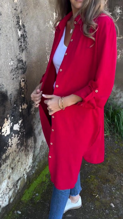 🔥LAST DAY 50% OFF🔥Women's Casual Lapel Solid Color Shirt Coat