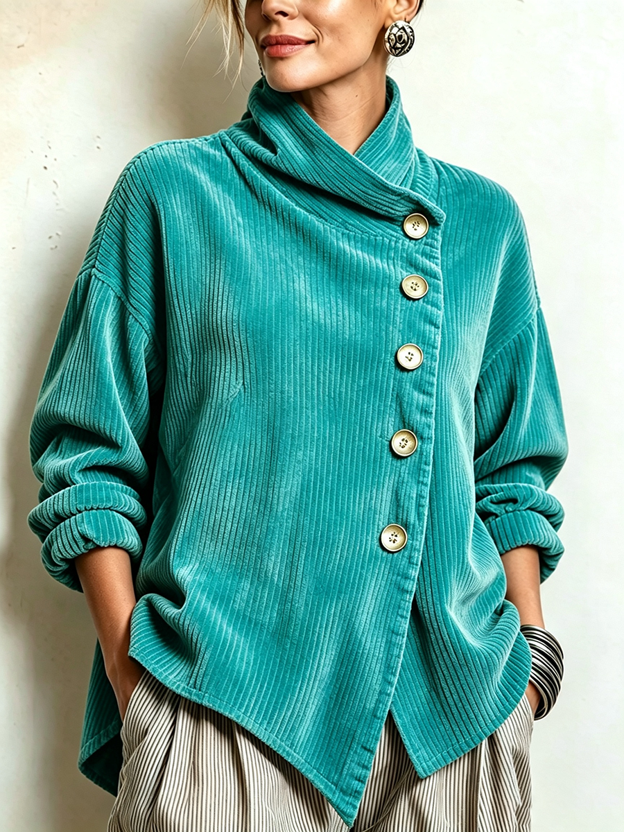 Classic Versatile Asymmetric Corduroy Jacket