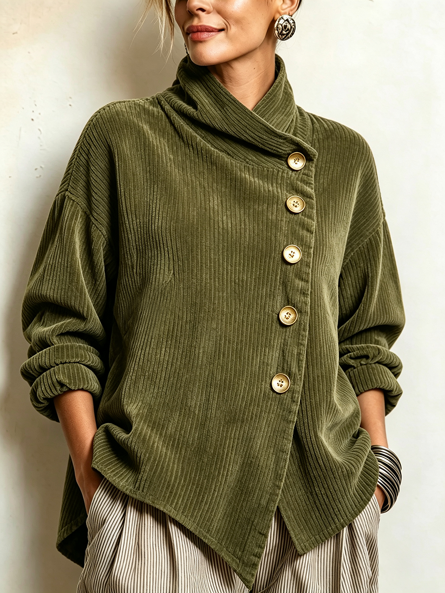 Classic Versatile Asymmetric Corduroy Jacket