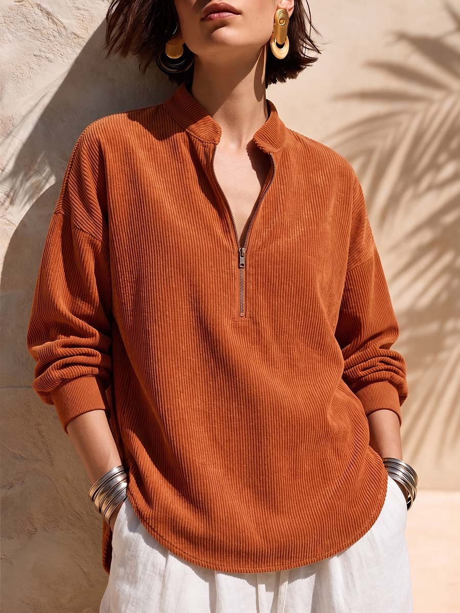 CLEARANCE SALE🔥 Half-zip corduroy sweatshirt
