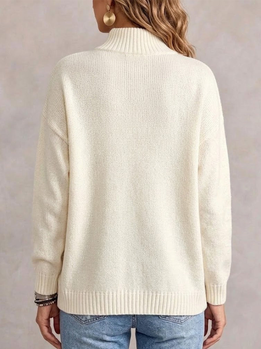 CLEARANCE SALE🔥 Asymmetric-button loose-fit knit top