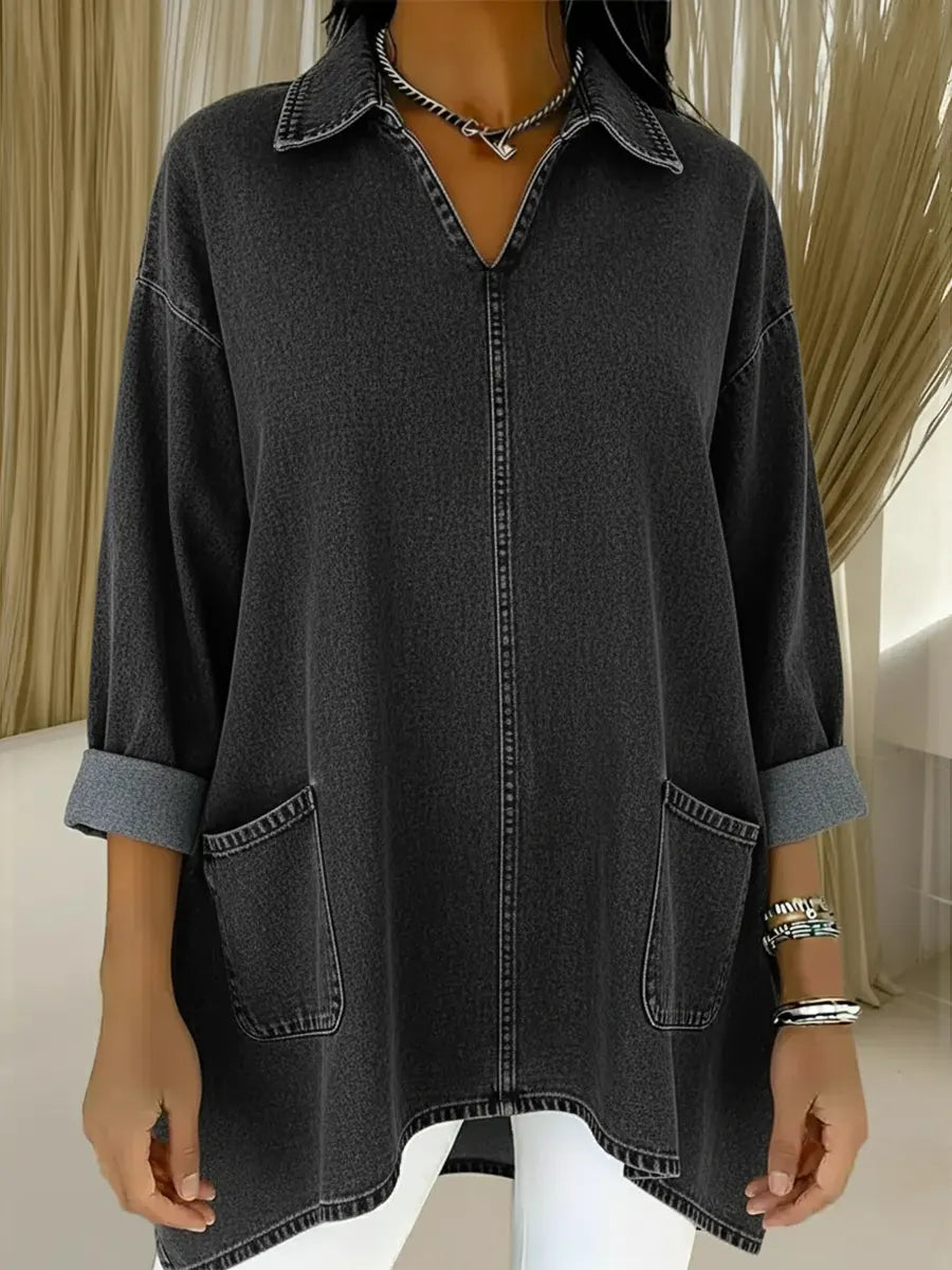 CLEARANCE SALE🔥 Women's Casual Loose-fitting Denim Pocket Cotton Shirt