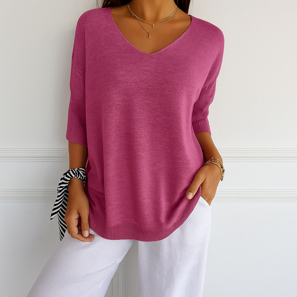 Women's soft and elegant V-neck sweater
