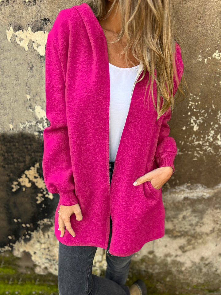 Round Neck Zipper Long Sleeve Casual Jacket