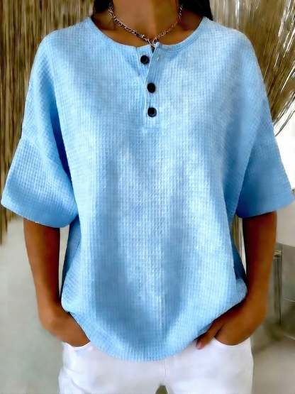 CLEARANCE SALE🔥 Casual Waffle Henry Collar Sweatshirt