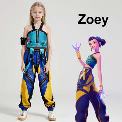 Anime Kids Girl Roleplay Cosplay Costumes Zoey Full Costume Set for K-pop Halloween Carnival Party Suits Clothes Outfit