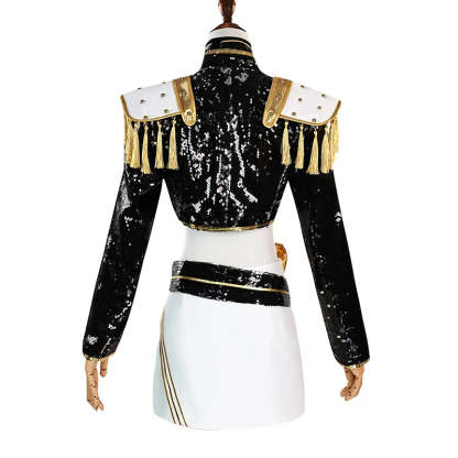 Adult Cosplay Costume Women Black Golden Cool Suit Halloween Party Role Playing Outfit Wig