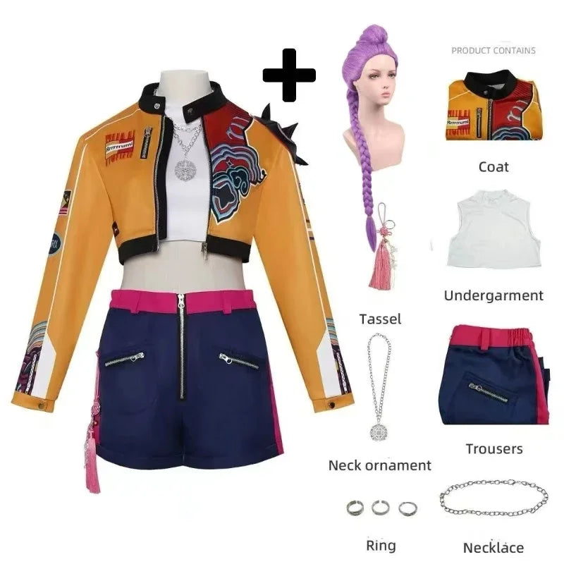 KPop Rumi Cosplay Costume Wig Women Girls Halloween Carnival Comic-con Party Role Playing Outfits
