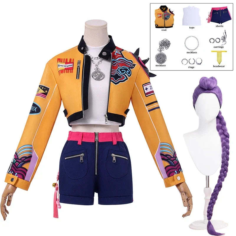KPop Rumi Cosplay Costume Wig Women Girls Halloween Carnival Comic-con Party Role Playing Outfits
