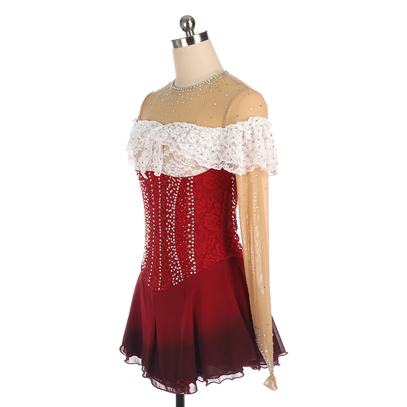 Women's Figure Skating And Rhythmic Gymnastics Competition Dress Lace Rhinestone Custom Size