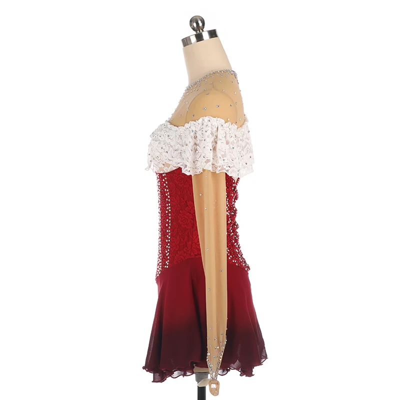 Women's Figure Skating And Rhythmic Gymnastics Competition Dress Lace Rhinestone Custom Size