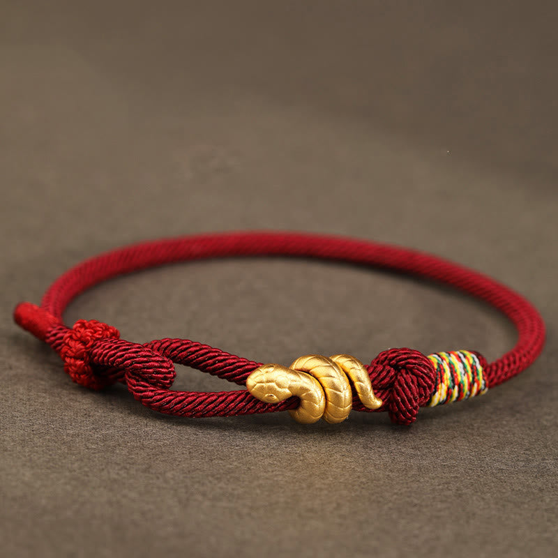 999 Gold Year of the Snake Design Handmade Luck Protection Rope Braided Bracelet