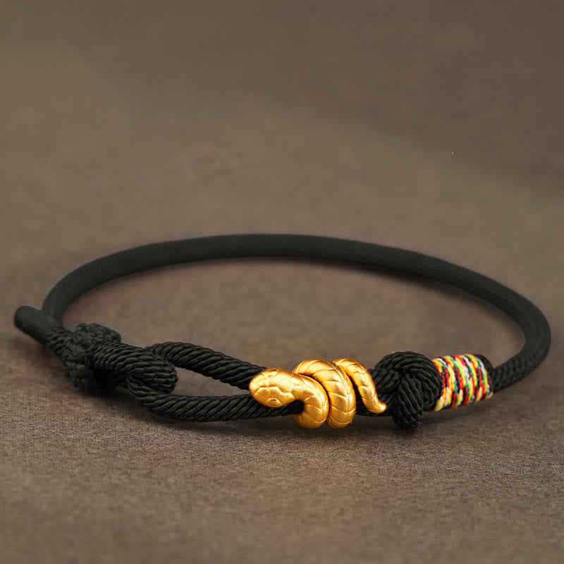 999 Gold Year of the Snake Design Handmade Luck Protection Rope Braided Bracelet