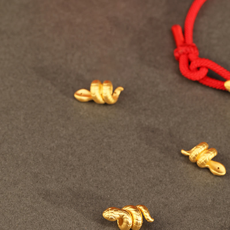 999 Gold Year of the Snake Design Handmade Luck Protection Rope Braided Bracelet