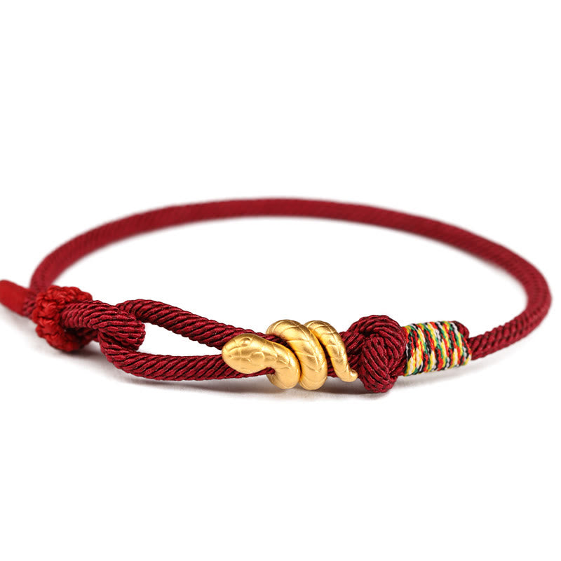 999 Gold Year of the Snake Design Handmade Luck Protection Rope Braided Bracelet