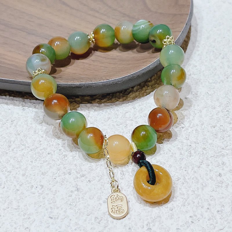 "May Balance and Safety Be With You"Peacock Agate Bracelet
