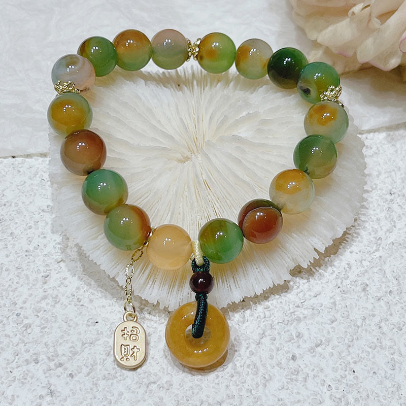 "May Balance and Safety Be With You"Peacock Agate Bracelet