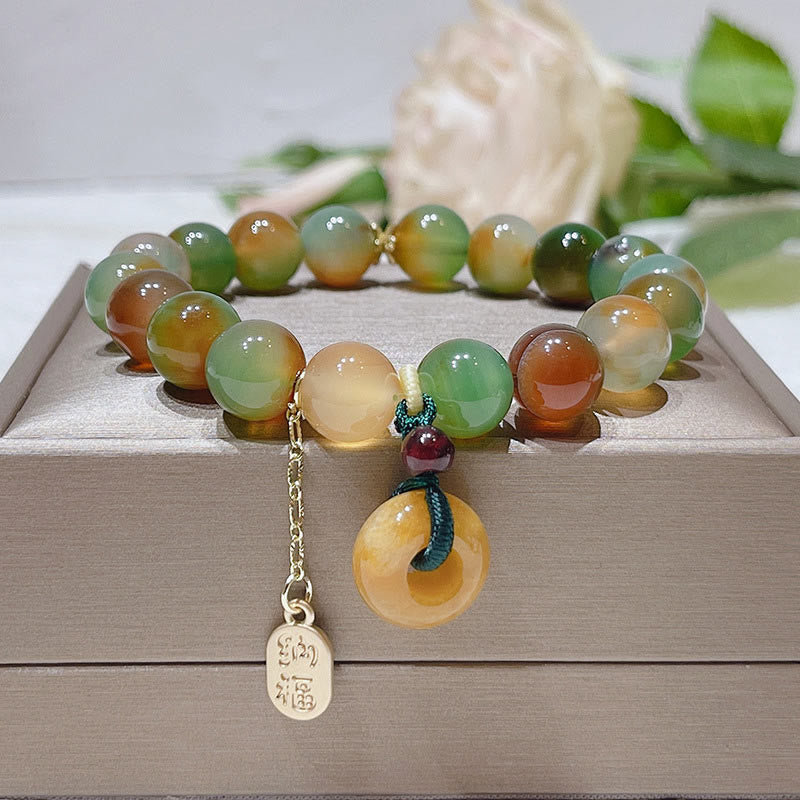 "May Balance and Safety Be With You"Peacock Agate Bracelet