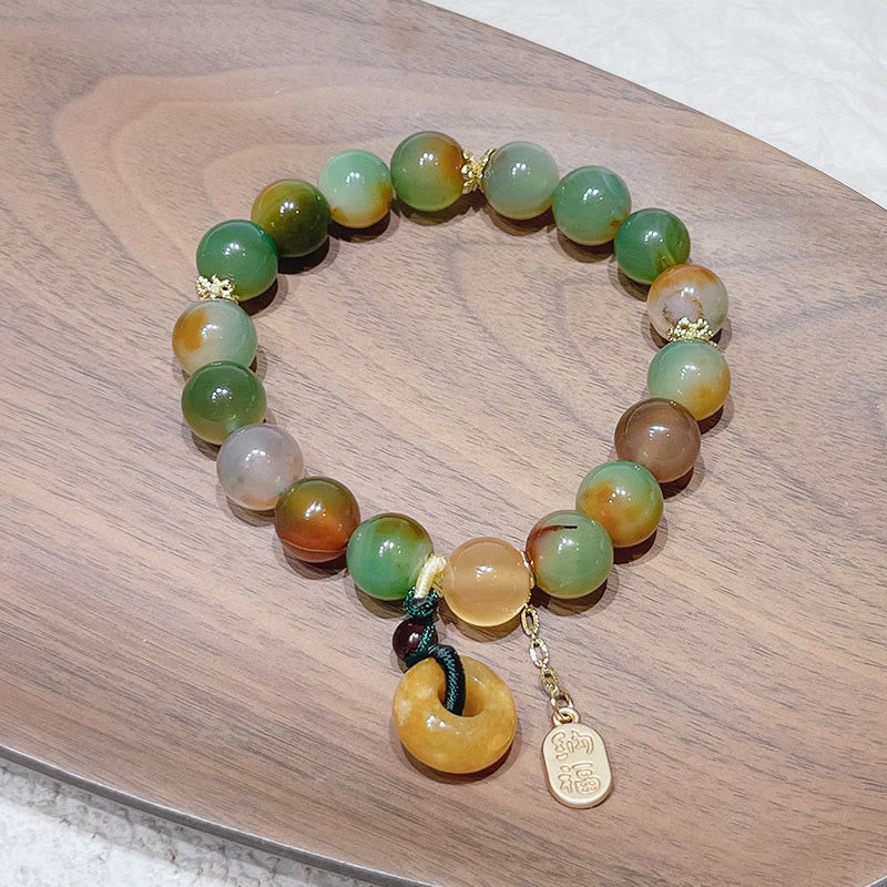 "May Balance and Safety Be With You"Peacock Agate Bracelet