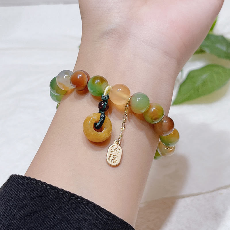 "May Balance and Safety Be With You"Peacock Agate Bracelet