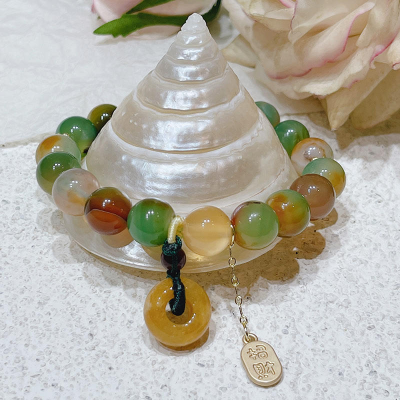 "May Balance and Safety Be With You"Peacock Agate Bracelet