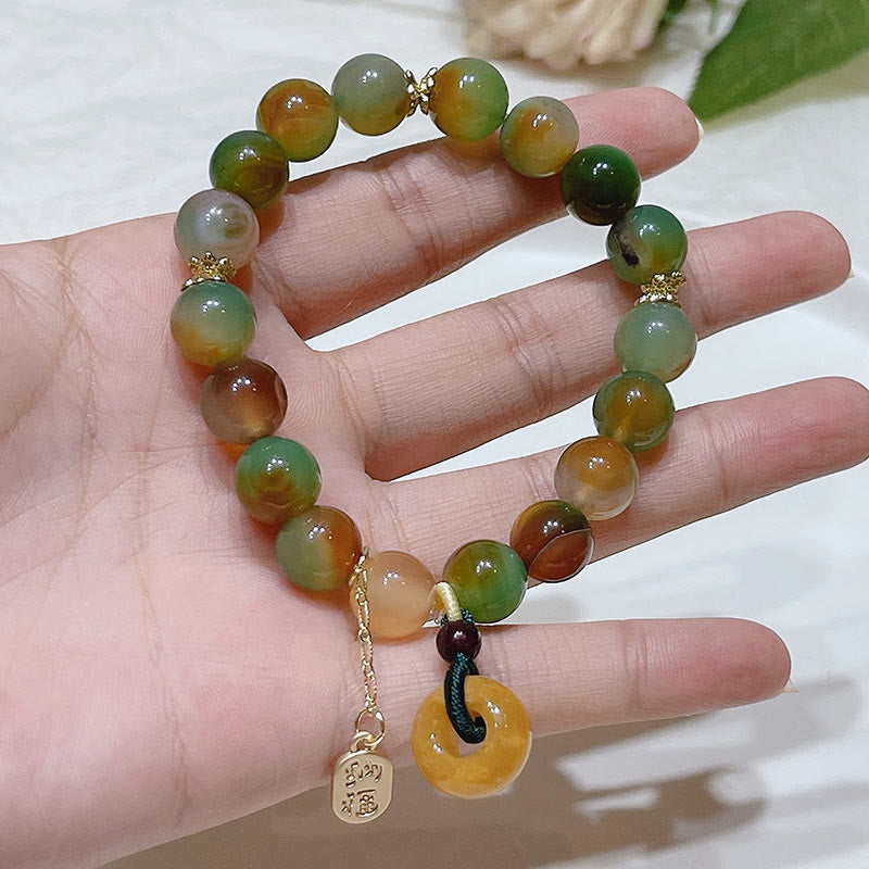 "May Balance and Safety Be With You"Peacock Agate Bracelet