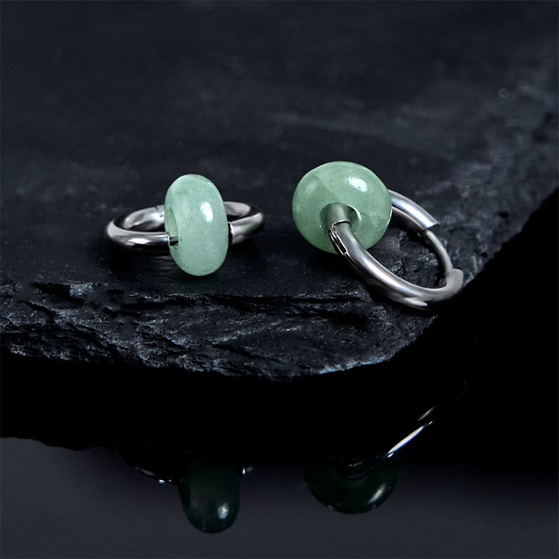 "Sending Calm and Elegance"Titanium Steel Jade Earrings Includes Gift Message Card