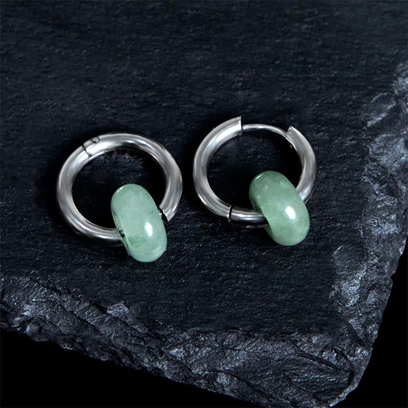 "Sending Calm and Elegance"Titanium Steel Jade Earrings Includes Gift Message Card