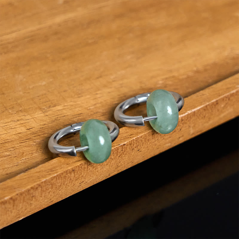"Sending Calm and Elegance"Titanium Steel Jade Earrings Includes Gift Message Card