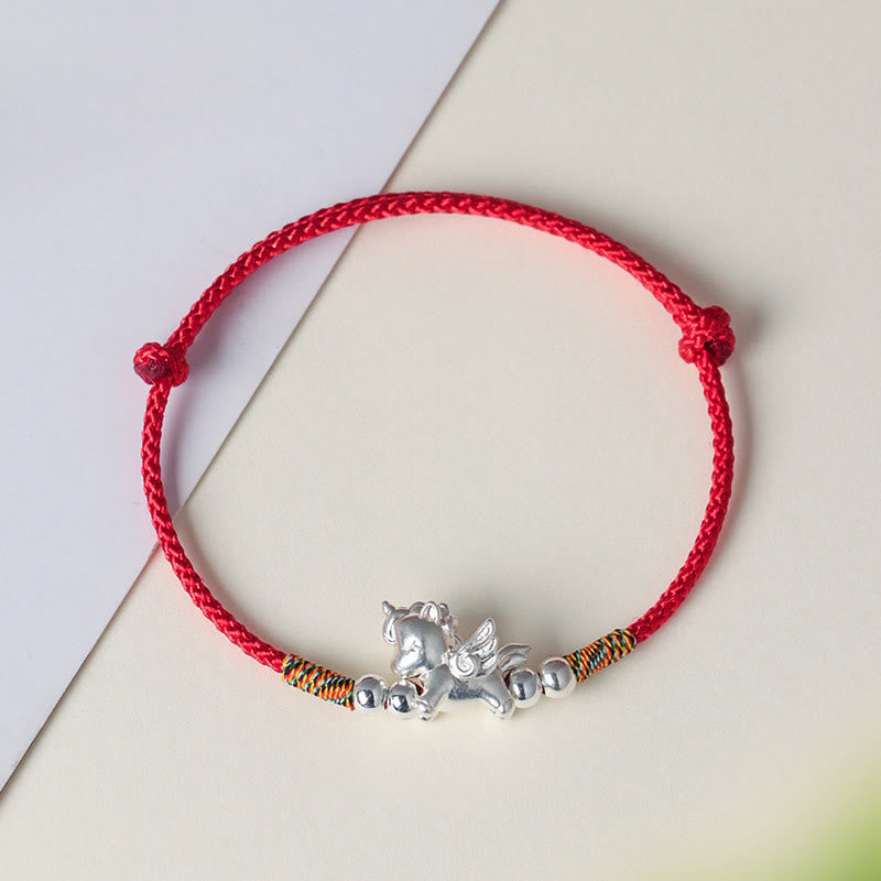 925 Sterling Silver Year Of The Horse Prosperity String Bracelet