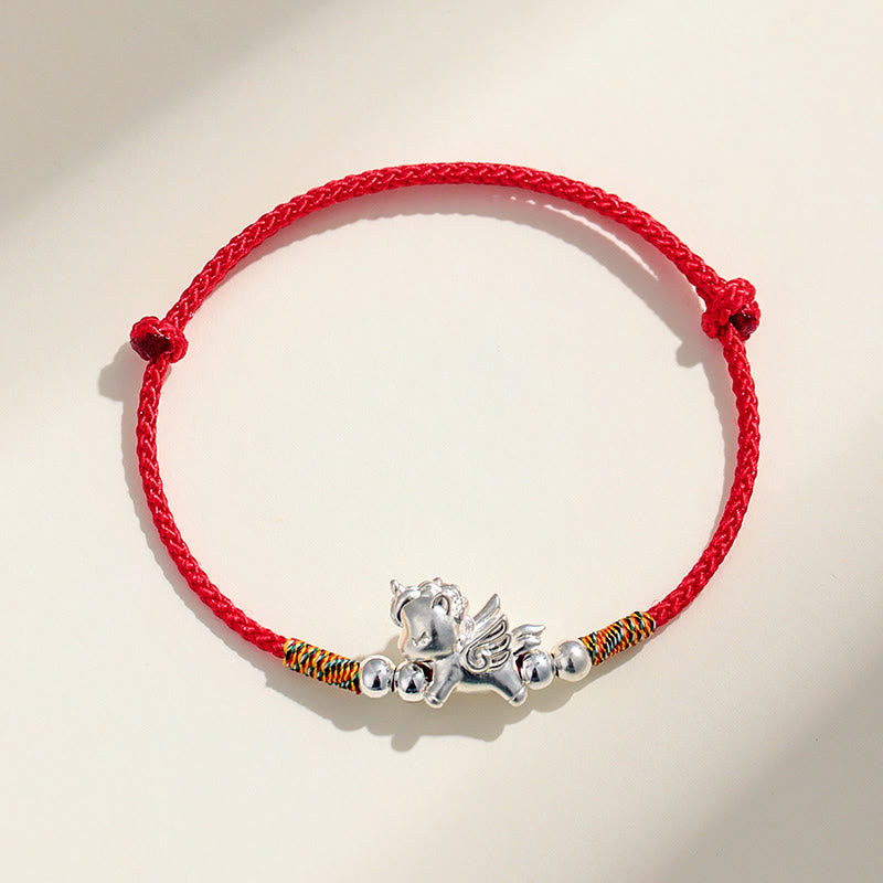 925 Sterling Silver Year Of The Horse Prosperity String Bracelet