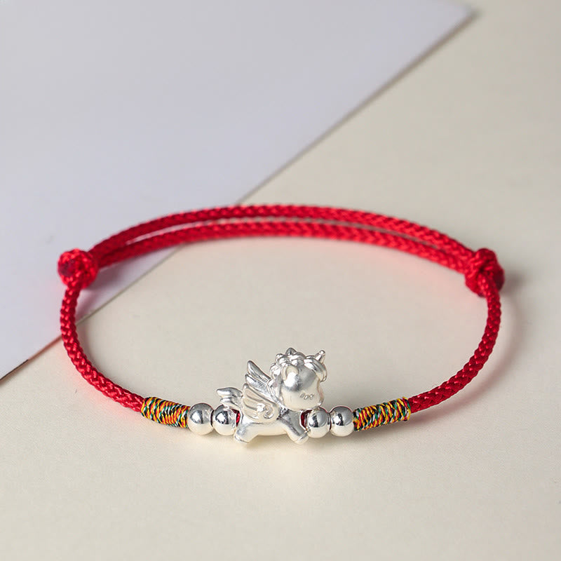925 Sterling Silver Year Of The Horse Prosperity String Bracelet