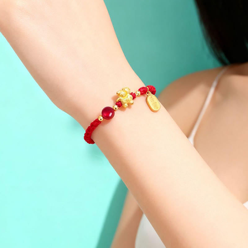 999 Sterling Silver Year Of The Horse Peaceful And Rich Success String Bracelet