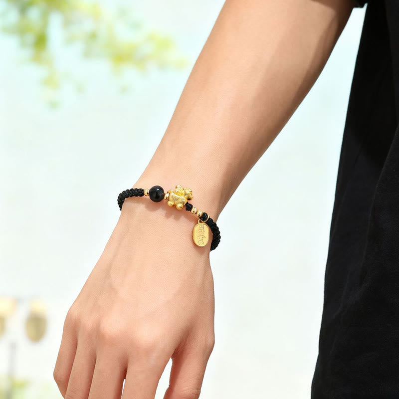 999 Sterling Silver Year Of The Horse Peaceful And Rich Success String Bracelet