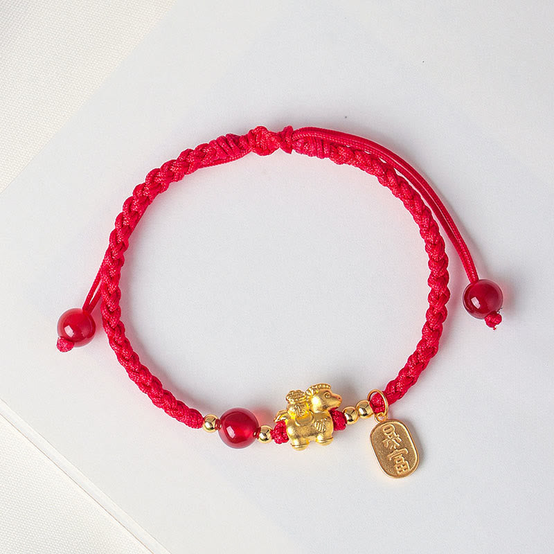 999 Sterling Silver Year Of The Horse Peaceful And Rich Success String Bracelet