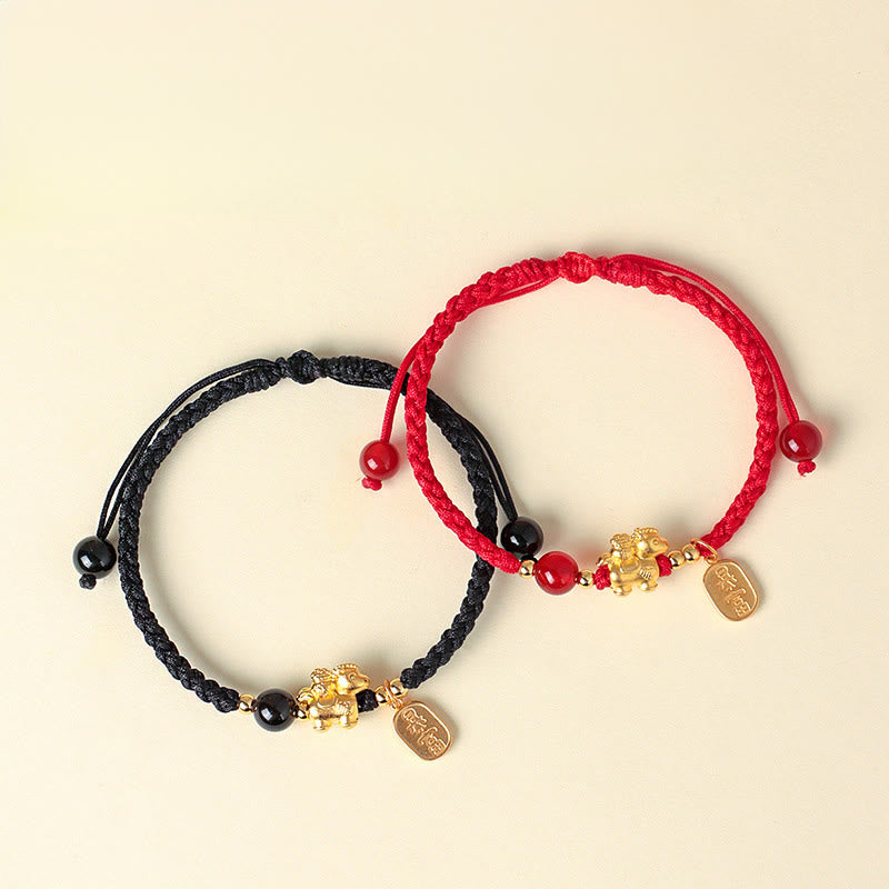 999 Sterling Silver Year Of The Horse Peaceful And Rich Success String Bracelet