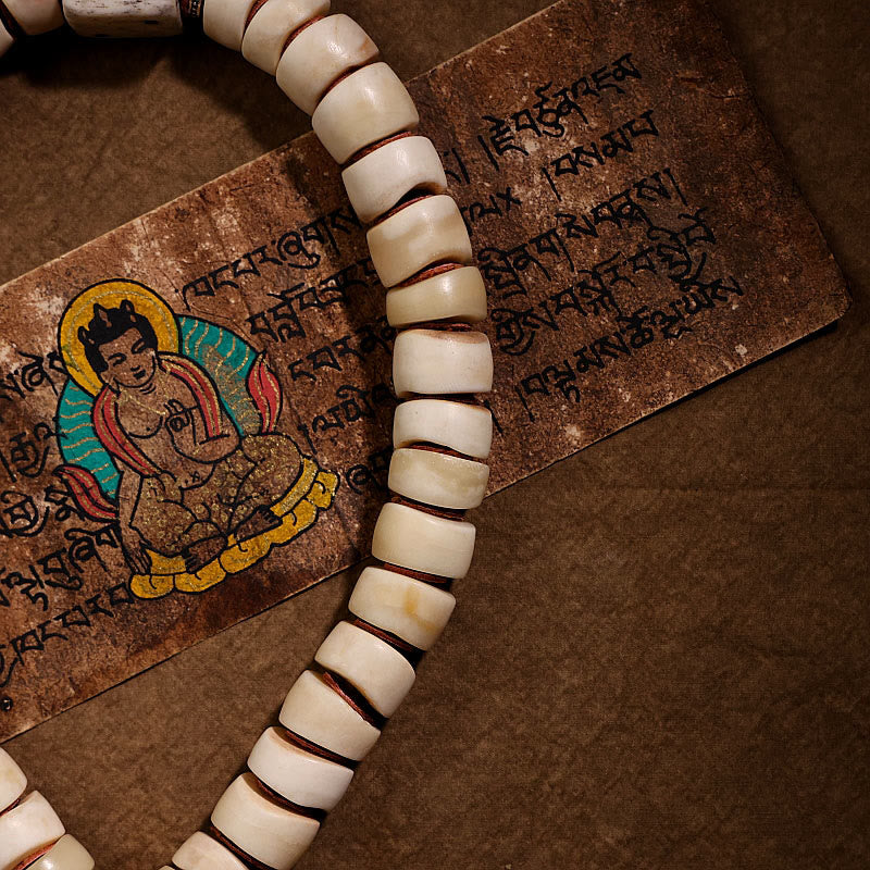 Tibetan Natural Yak Bone The Lord Of The Corpse Forest Dice Chinese Zodiac Nine Palaces Eight Diagrams Strength Wrist Mala