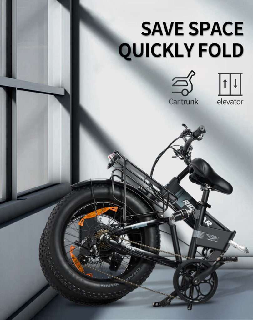 Ridstar electric bike h20 convenient fold design quickly folds in 10 seconds.