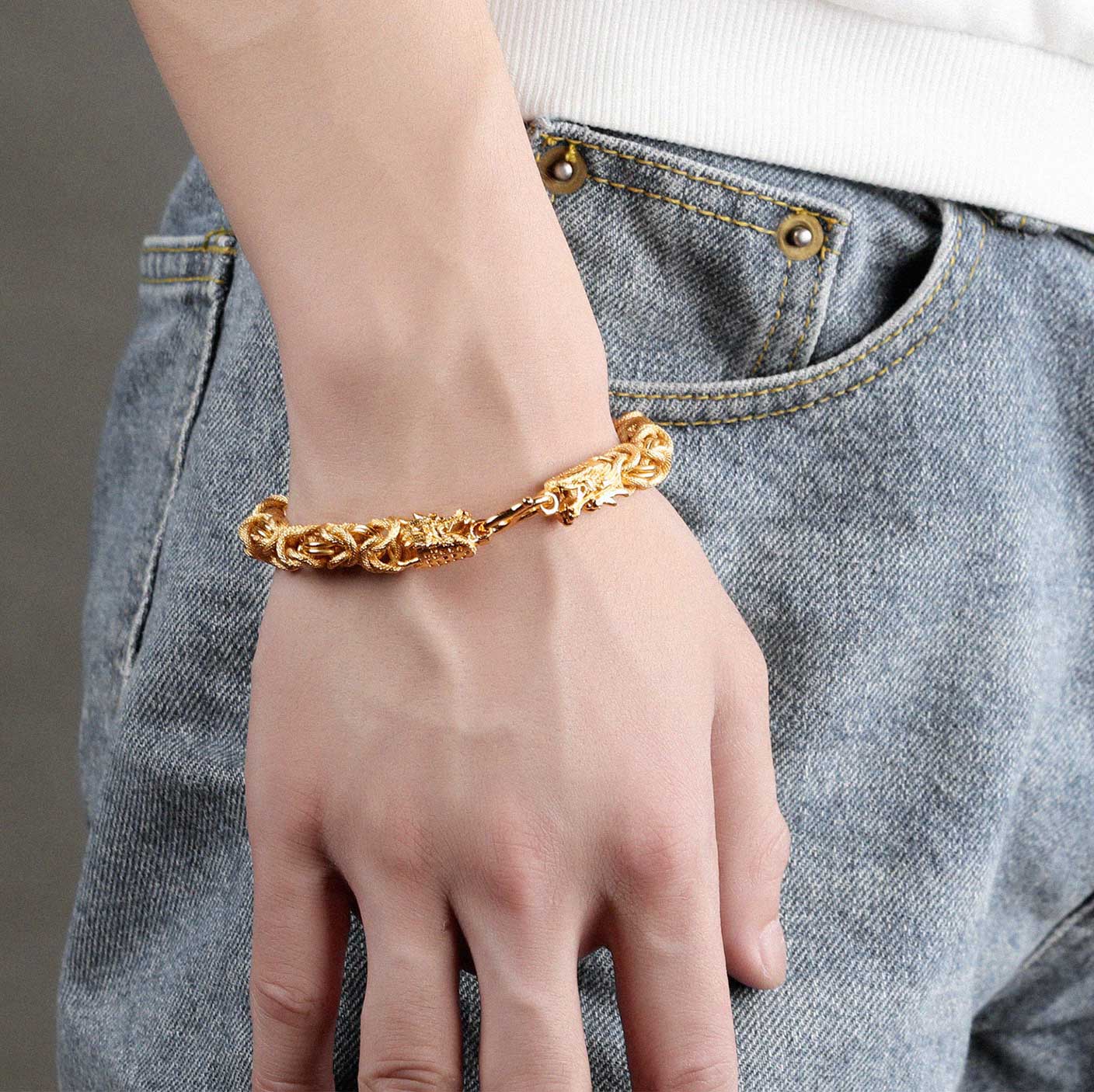 Double-Headed Golden Dragon Luck Bracelet