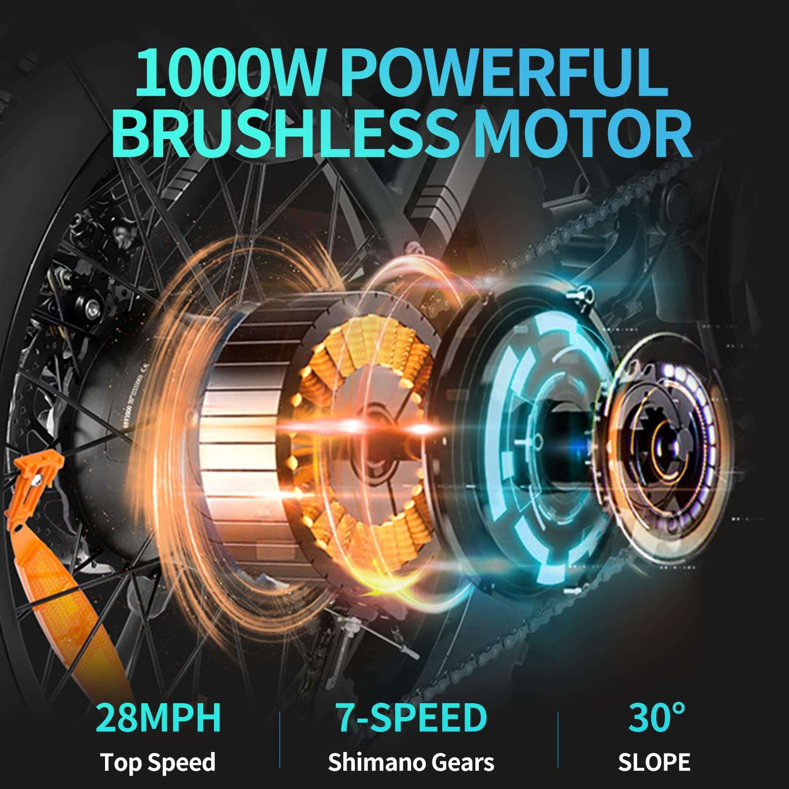 Ridstar H20 Fat Tire All Terrain Electric Bike With 1000W Powerful Brushless Motor